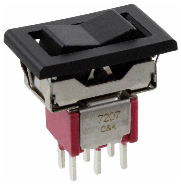 C & K Switches 7207J16Z3QE22 Rocker Switch 7000 Series 120 V/AC, 28 V/DC 5 A 2x aan/uit/(aan) 1 stuk(s) Bulk