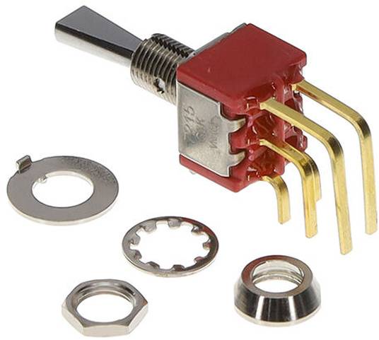 C & K Switches 7215P3YAV2BE Toggle Switch 7000 Series 20 V/AC, 20 V/DC 1x aan/(aan)/aan 1 stuk(s) Bulk