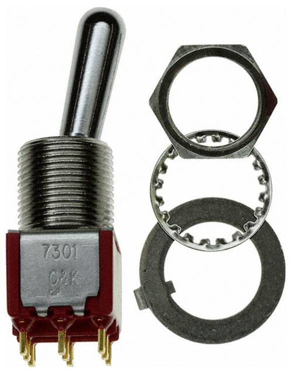 C & K Switches 7301TZGE Toggle Switch 7000 Series 120 V/AC, 28 V/DC 5 A 3x aan/aan 1 stuk(s) Bulk