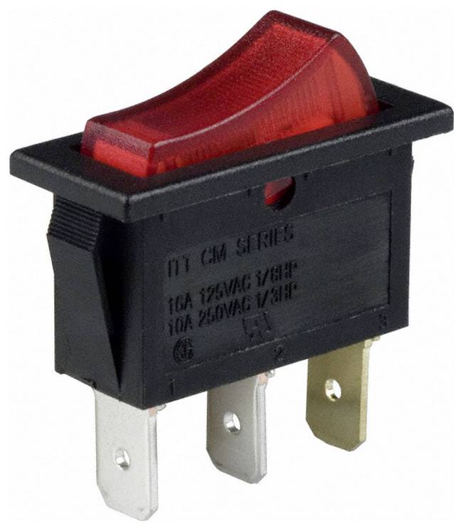 C & K Switches CM102J3RS205QA8 Rocker Switch CM Series 120 V/AC 16 A 1x aan/uit 1 stuk(s) Bulk