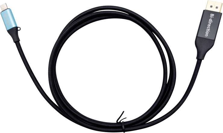 USB kabel s USB-A i USB-C priključkom, crn s plavim omotačem na USB-C priključku, pogodan za dvosmjerni prijenos podataka.