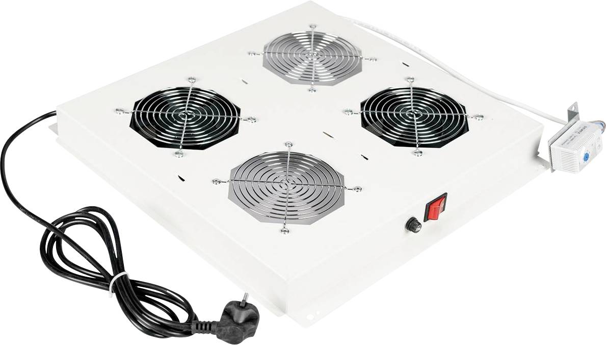 ROLINE 19-inch dakventilatie unit met 2 ventilatoren, thermostaat, grijs