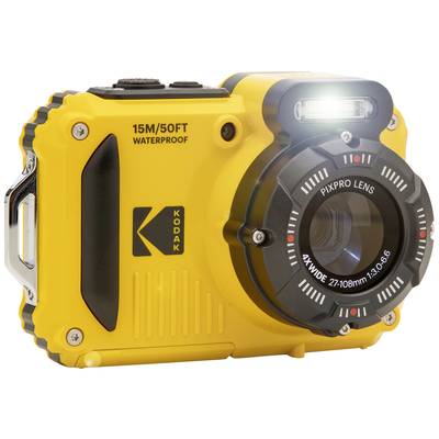 Žuta vodootporna digitalna kamera s 4x širokoktornim zoom objektivom, podesna za podvodne snimke do 15 metara dubine.