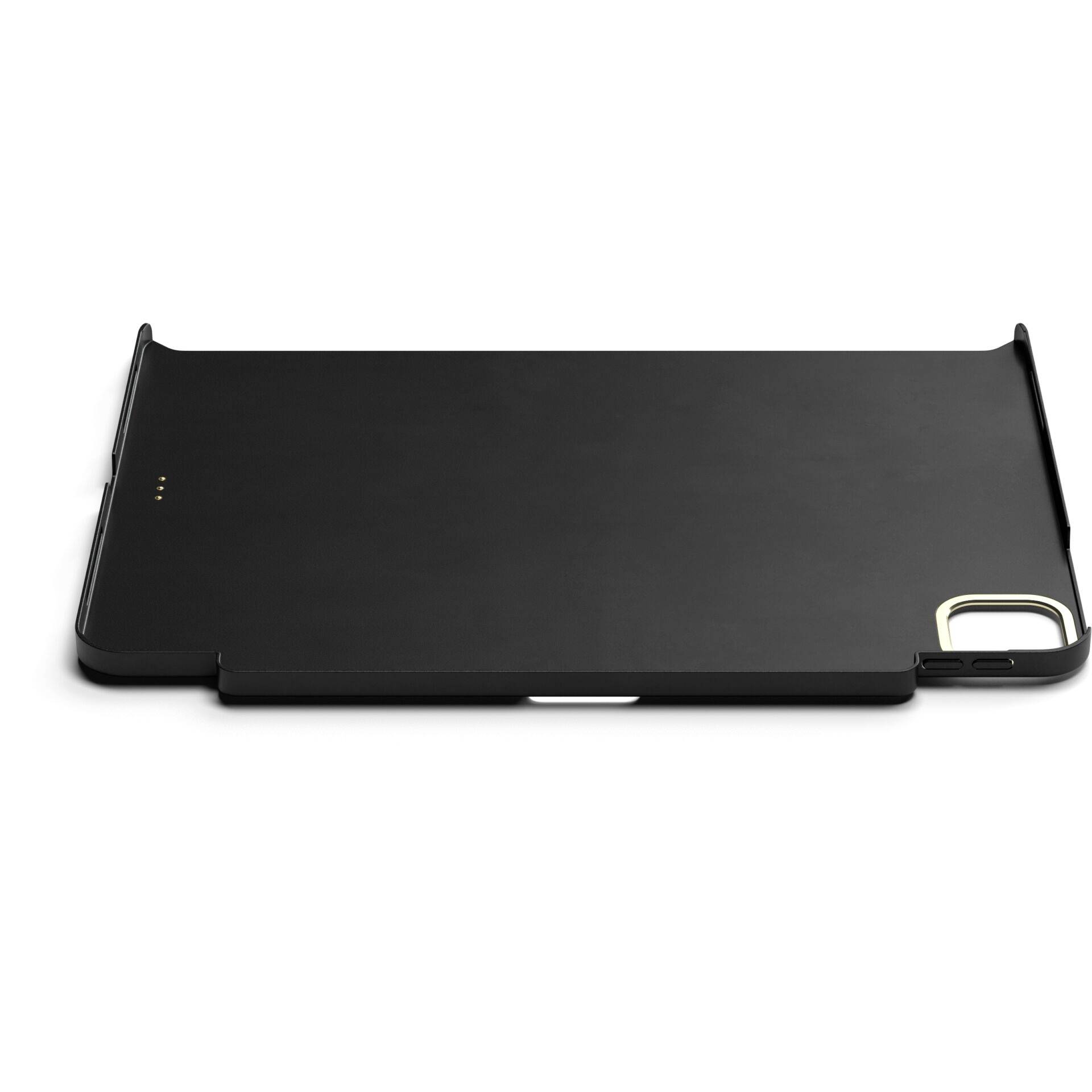 Crna zaštitna futrola za tablet s integriranim nosačem olovke i preciznim otvorima za priključke i kameru.