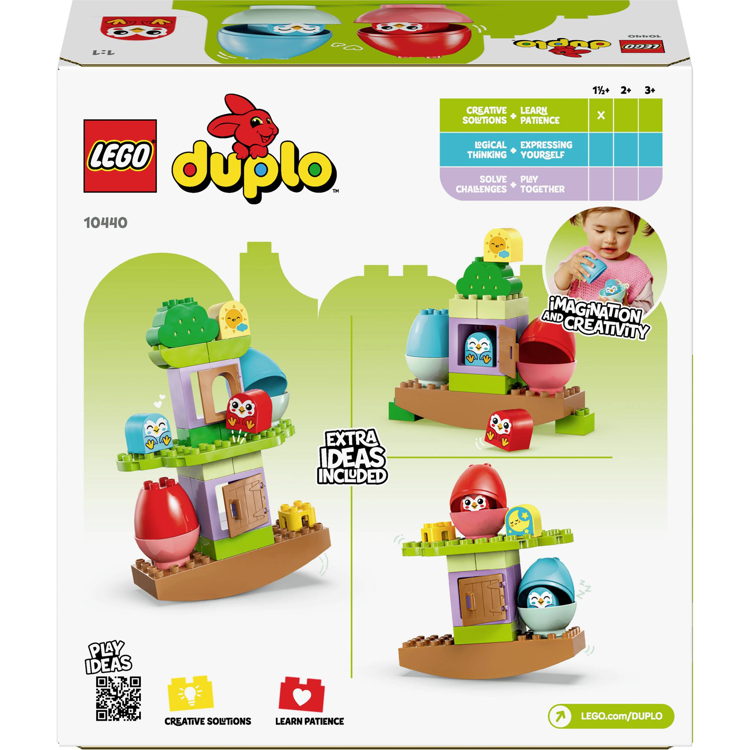 LEGO DUPLO set 10440 s kreativnom kućicom na stablu i figurama životinja. Potiče maštu i strpljenje. Za djecu od 2 godine.