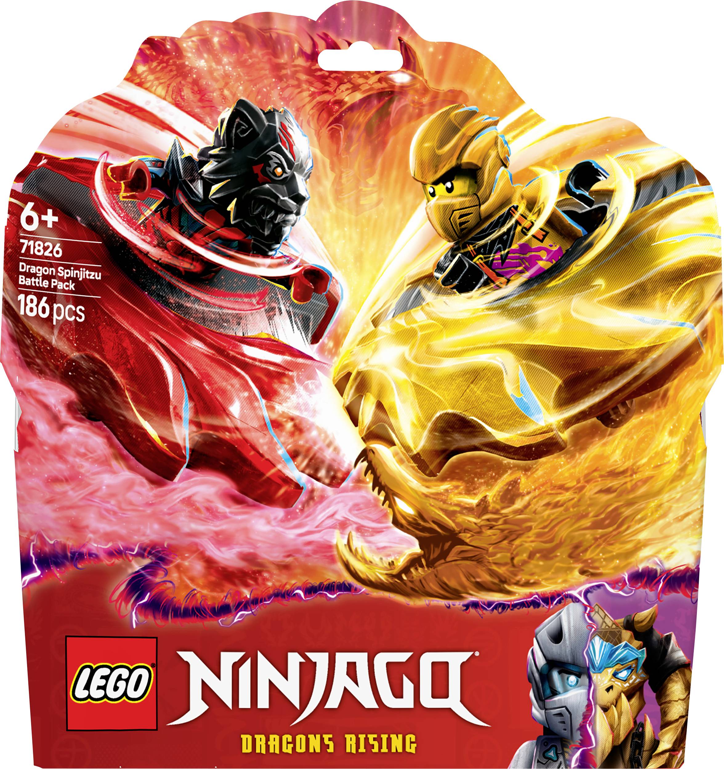 Pakiranje LEGO Ninjago seta 71786 s dvije minifigure u opremi za Spinjitzu zmajeve, preporučeno za djecu od 6 godina, 186 dijelova.