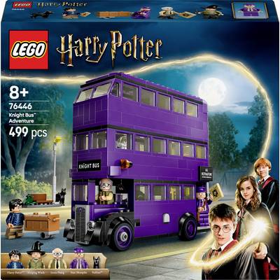 LEGO set 'Harry Potter Noćni autobus', 499 dijelova, prikazuje trospatni ljubičasti autobus s mini figurama i dodacima, za djecu od 8 godina.