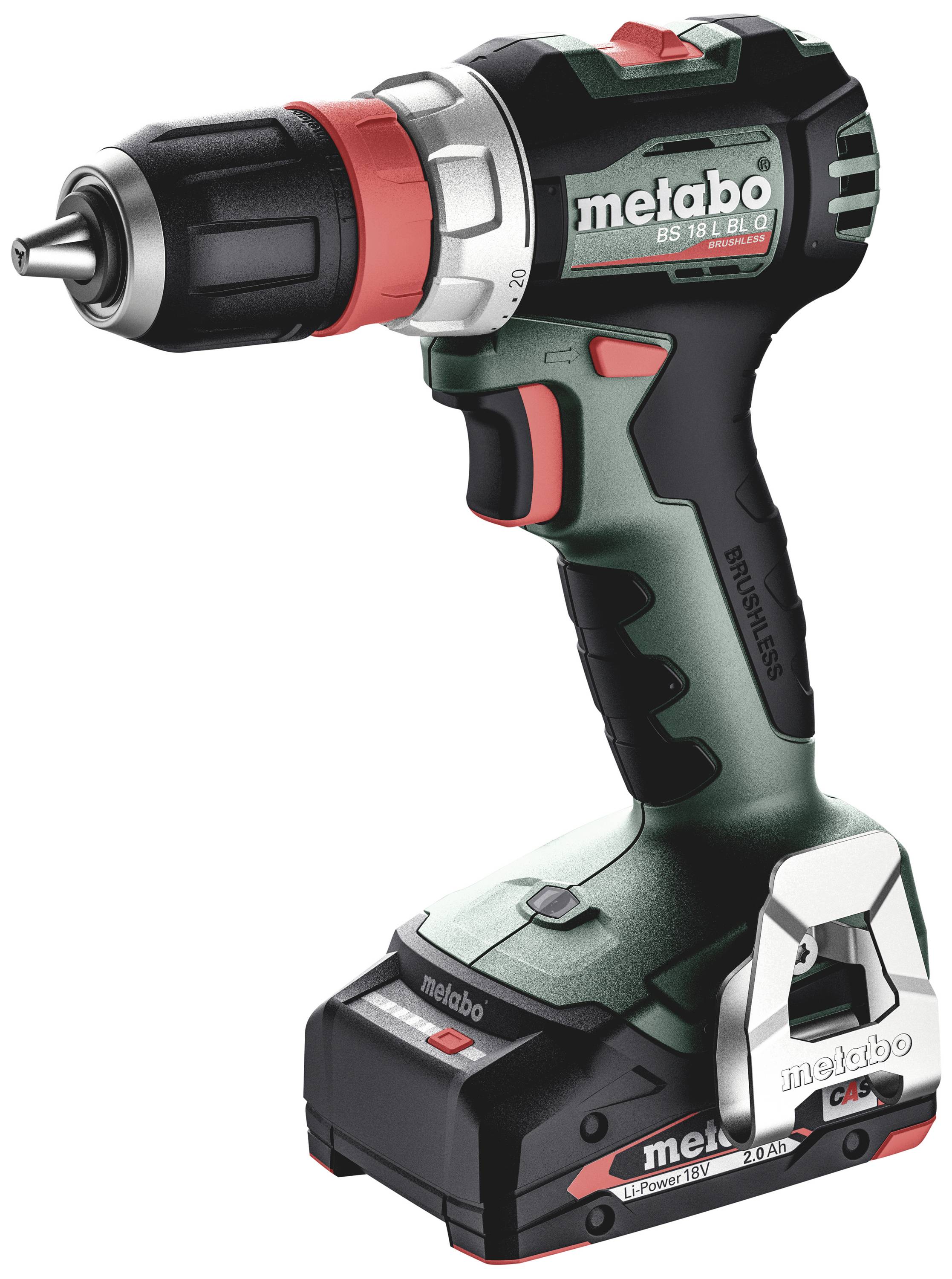 Metabo BS 18 L BL Q 613156500 Borrskruvdragare batteri 18 V 2 Ah Li-Ion inkl. 2x batterier, borstfri, inkl. v&auml;ska, inkl. laddare