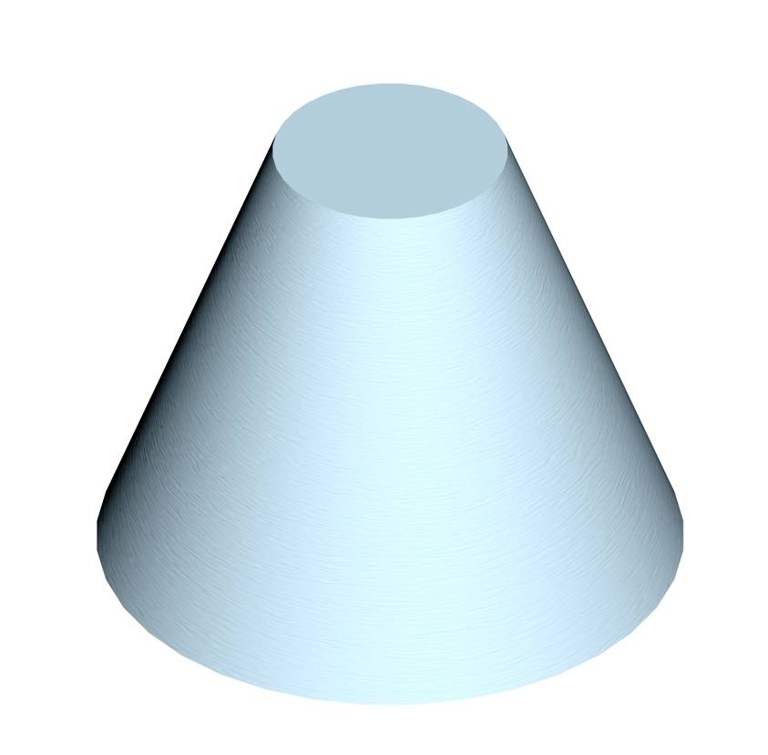 Pazelavomodri stožac glatke površine na bijeloj pozadini.