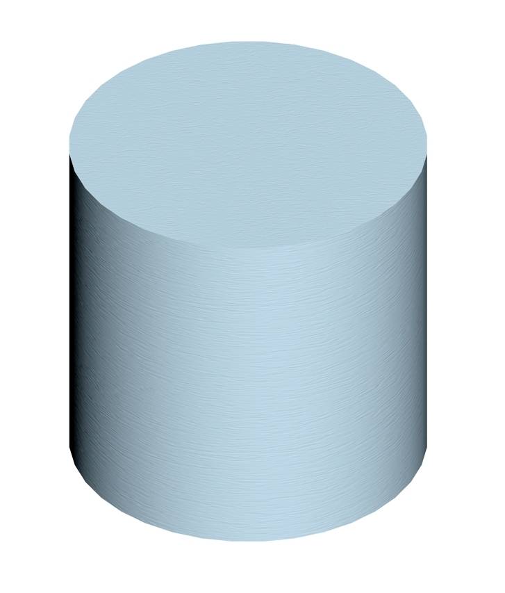 Jednostavan, svijetloplavi cilindar na bijeloj pozadini.