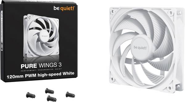BeQuiet PURE WINGS 3 White 120mm PWM high-speed ventilator za PC kućište bijela (Š x V x D) 120 x 25 x 120 mm