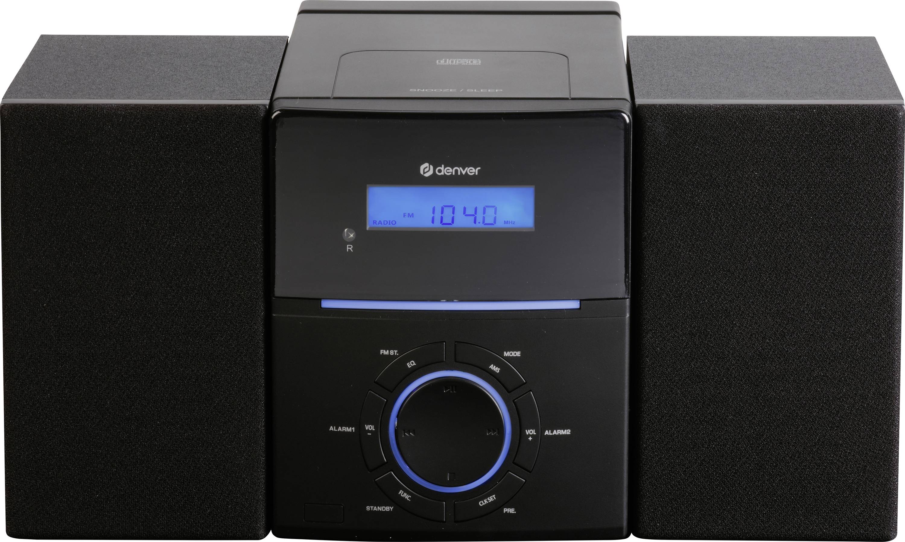Denver MCA-240 Stereoset AUX, CD, FM Wekfunctie, Incl. afstandsbediening 2 x 20 W Zwart