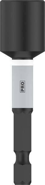 Crni magnetski držač bitova sa srebrnim vratilom, oznake 'PRO'. Pogodan za bušilice radi osiguranja nastavaka za vijke.