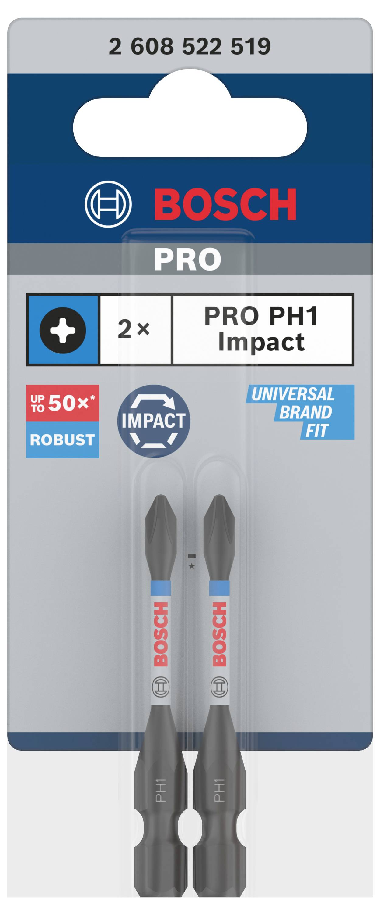 Bitovi Bosch PRO PH1 Impact (2 komada), pakirano. Pogodni za robustne primjene i univerzalno prilagodljivi.