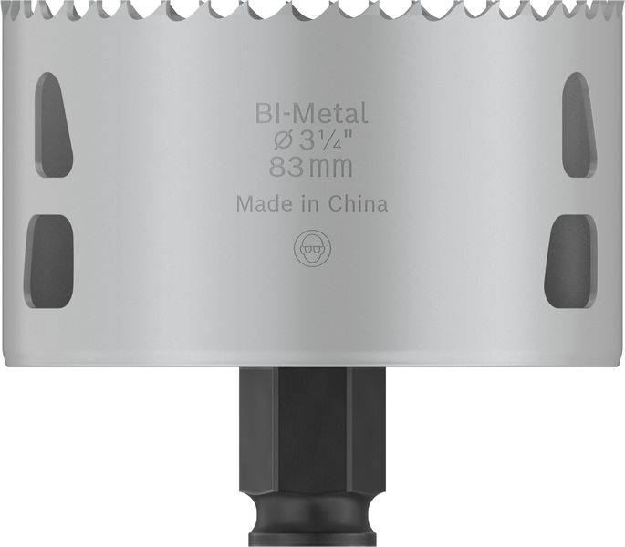 Metal-kružna pila za rezanje provrta s natpisom 'BI-Metal Ø 3 1/4" 83 mm, Made in China', pogodna za precizno bušenje metala.