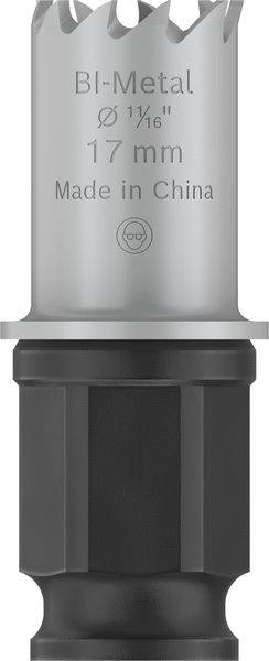 Bimetalna burgijska kruna, promjera 17 mm, s natpisom 'Made in China'.