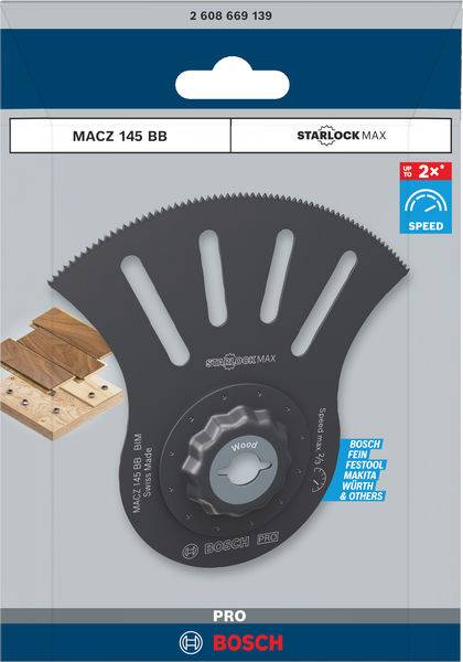 'Bosch Starlock Max list pile MACZ 145 BB, pogodan za drvo, parket, mekše elastične materijale, tepih.'