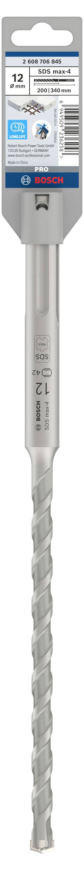 Svrdlo sa sivom spiralnom strukturom i plavom ambalažom. Na vrhu su vidljive oznake i detalji proizvoda.