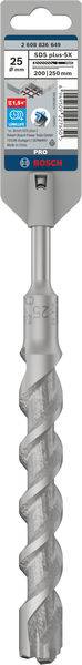 Bušač Bosch s SDS plus sustavom, promjera 25 mm. Ambalaža prikazuje barkod i CE oznaku. Pogodan za bušenje betona.