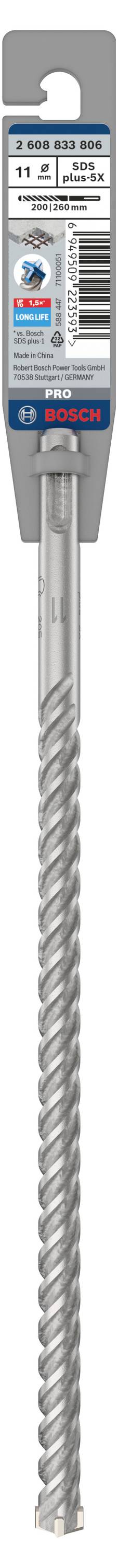 Svrdlo sa spiralnim uzorkom i pakiranjem. Prikladno za beton. Boschov logotip vidljiv na pakiranju.