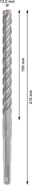 Nastavak za bušenje sa spiralnim dizajnom, promjera 12 mm, duljine 210 mm. Glava bušača ima radnu duljinu od 149 mm.
