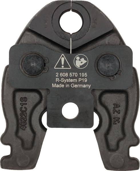 Pritisna stega s natpisom 'R-System P19 Made in Germany'. Dvije ploče u sredini i istaknute brazde na rubovima.