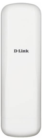 Bijeli, vertikalni D-Link uređaj za bežičnu mrežu u obliku cilindra s logotipom.