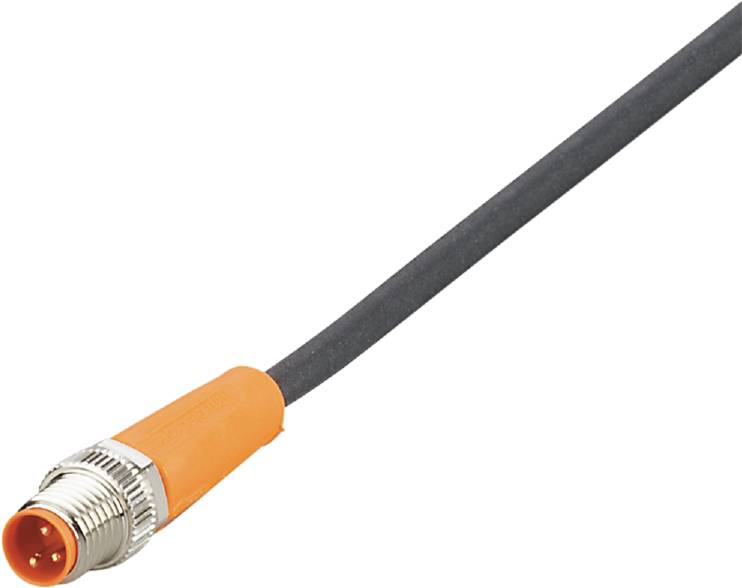Crni kabel s metalnom utičnicom na kraju, presvučen narančastom plastikom na bazi utikača.