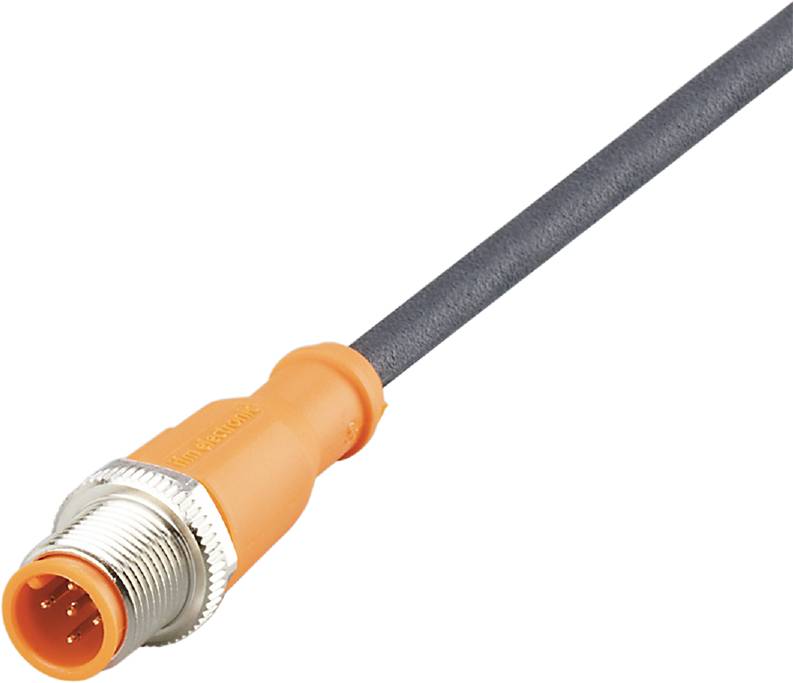 Narančasti, okrugli industrijski kabel s čvrstim metalnim utikačem.