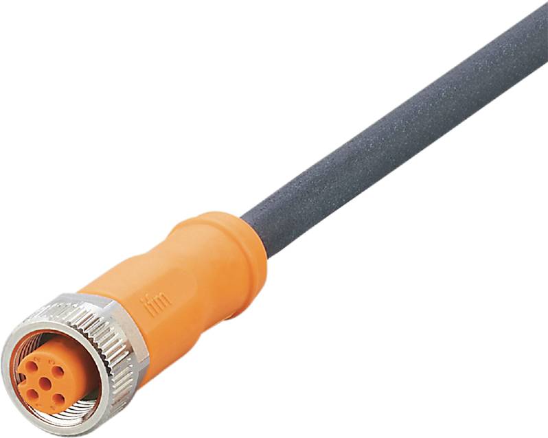Narančasto-crni M8 utikač kabel s metalnim vijčanim zatvaračem, korišten za senzorske ili aktuatorske povezivosti u industrijskim primjenama.