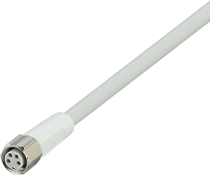 Bijeli, štapasti tehnički uređaj s metalnom poveznicom na jednom kraju, vjerojatno antena ili kabel.