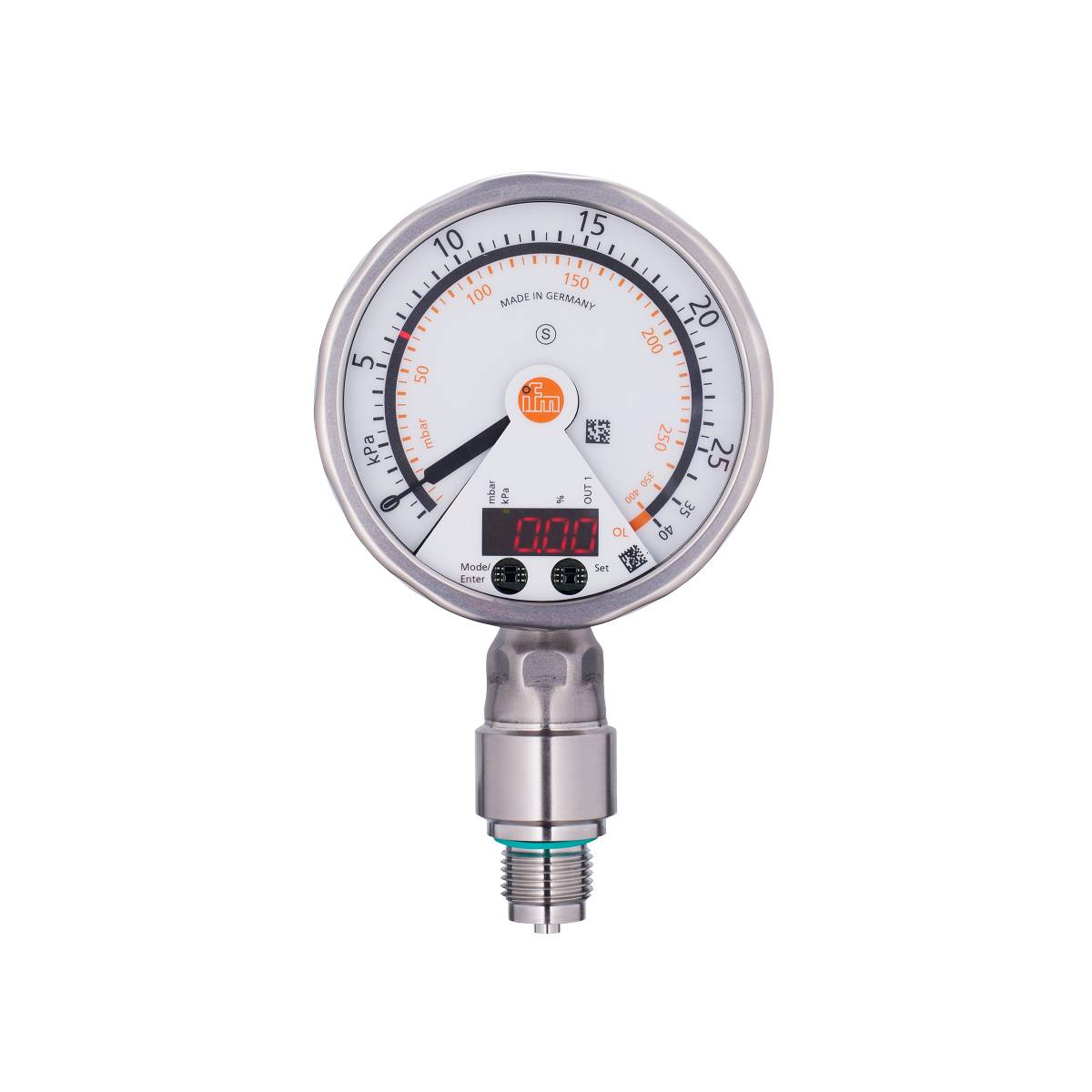 ifm Electronic Druksensor 1 stuk(s) PG2438 -1 kPa tot 25 kPa M12 1x NC, 1x NO, Analoog Piece