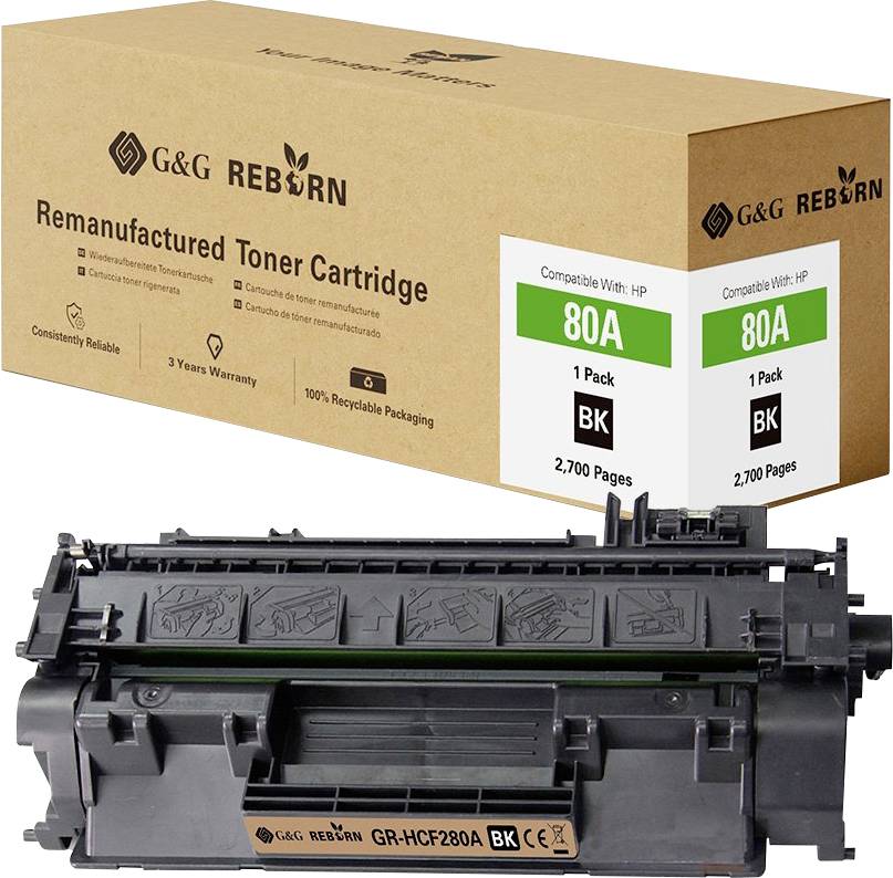 G&G Toner vervangt HP, Troy 80A Compatibel Zwart 2700 bladzijden Reborn remanufactured 21252