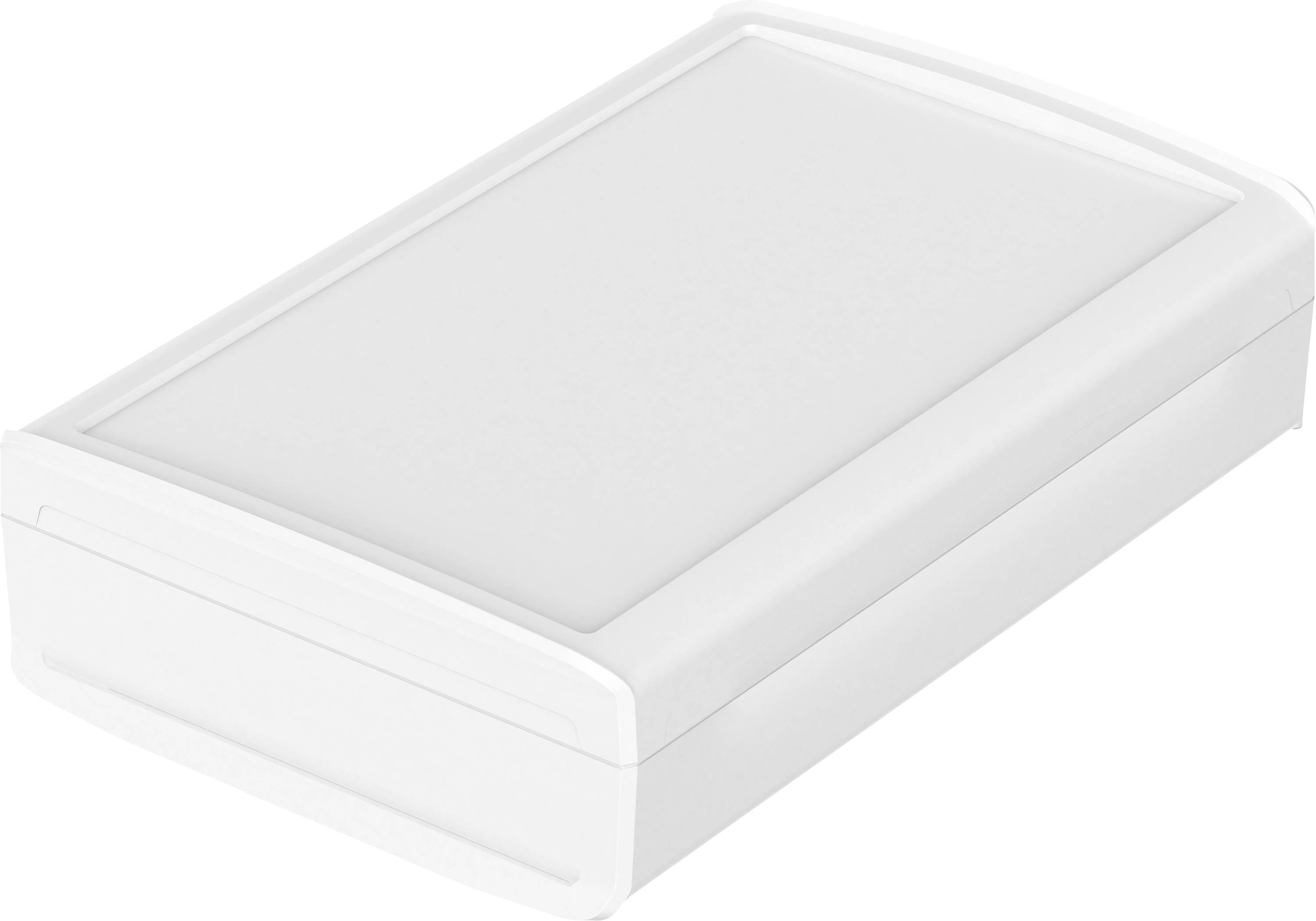 Pravokutni bijeli LED panel za osvjetljenje na bijeloj pozadini.