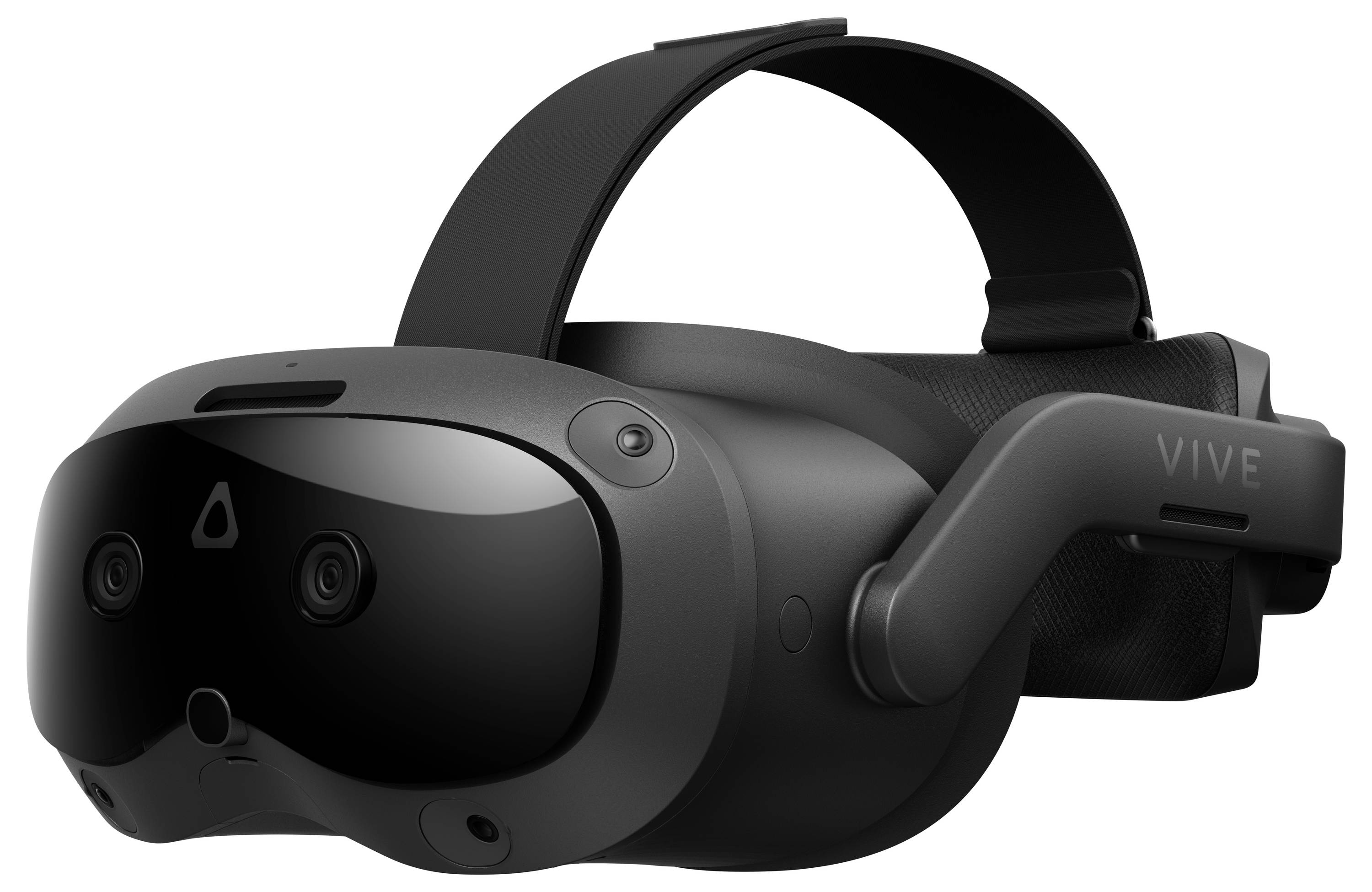 VR-headset crne boje, pogled sa strane. Headset ima nekoliko senzora i široku oslonac za čelo radi udobnog nošenja.