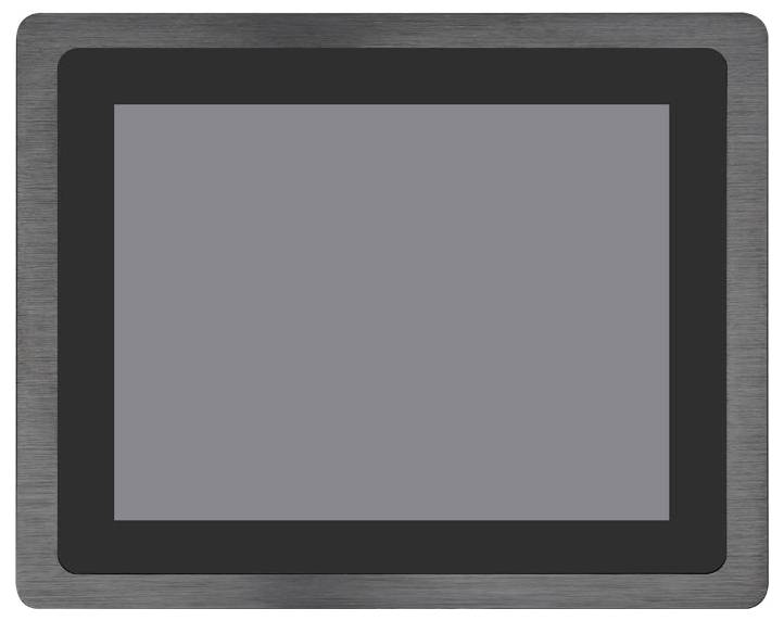 Tablet s crnim okvirom i zaslonom, isključen, prikazan sprijeda.