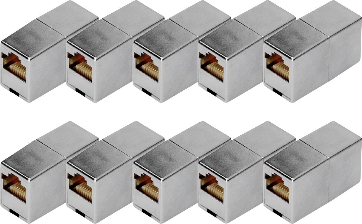 Digitus DN-93901-10 5e, klasse D, RJ45 modulaire koppeling - 10 stuks. DN-93901-10 RJ45, behuizing (koppeling) Aantal polen (sensoren) 8 Zilver 10...