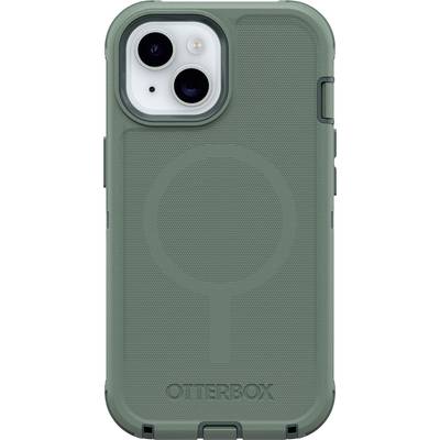 Zelena maska za mobitel s otvorom za kameru i kružnim dizajnom na stražnjoj strani.