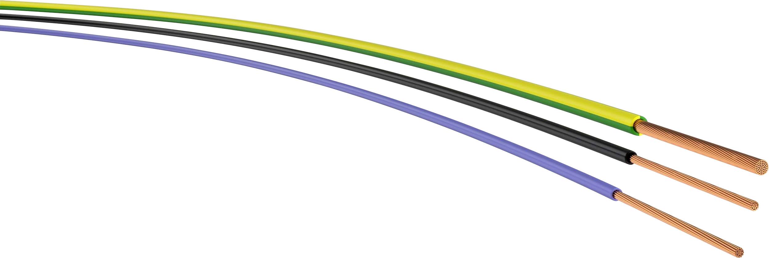 Tri šarene žice s bakrenim krajevima. Boje: žuto-zelena, crna, plava. Primjena u elektroinstalacijama.