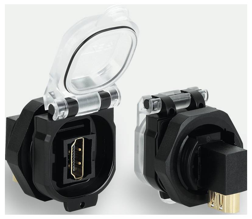 Dva HDMI priključka s prozirnim poklopcima koji pružaju zaštitu. Pogodan za čvrste audio i video povezivosti.
