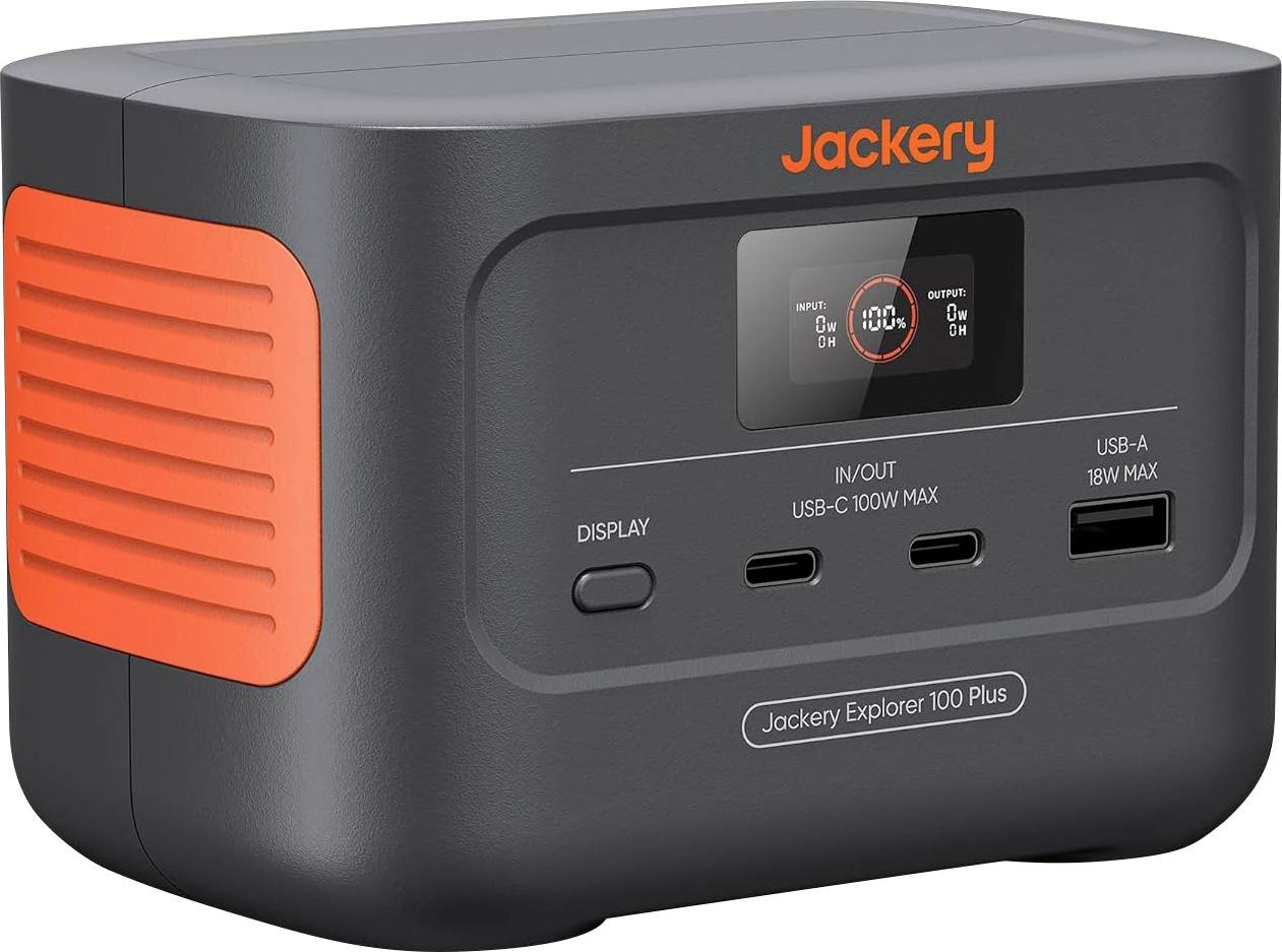 Prijenosna power stanica s zaslonom i priključcima, uključujući USB-C i USB-A. Dizajn jednostavan za korištenje s narančastim detaljima.