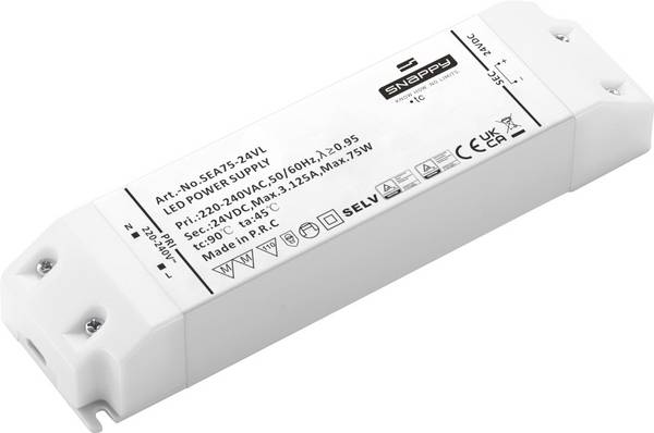 Dehner Elektronik SEA 75-24VL LED pogonski sklop  konstantni napon 75 W 3.12 A 24 V/DC zaštita od preopterećenja, preopterećenje, odobrenje namještaj 1 St.