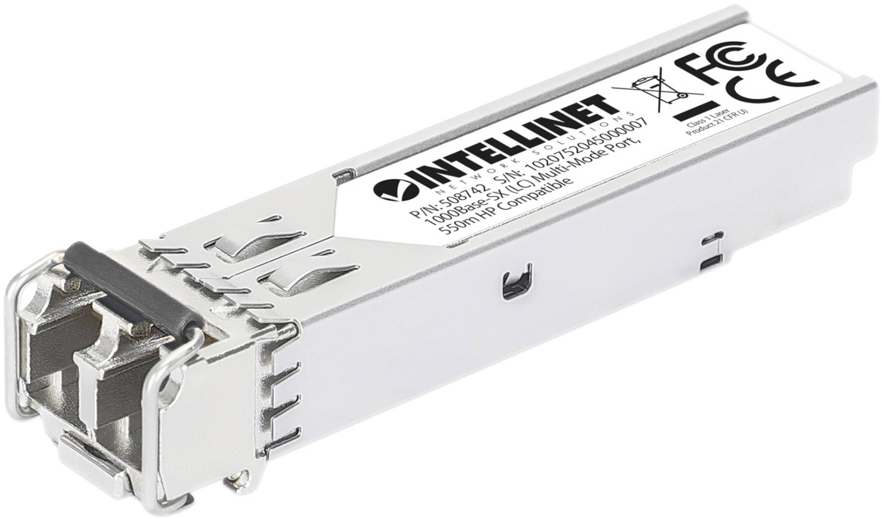 Intellinet 508742 Mini-GBIC Transceiver für LWL-Kabel (LC) Multimode-Port 550 m HPE-kompatibel Transceivermodule 1000 MBit/s 550 m Type module SX