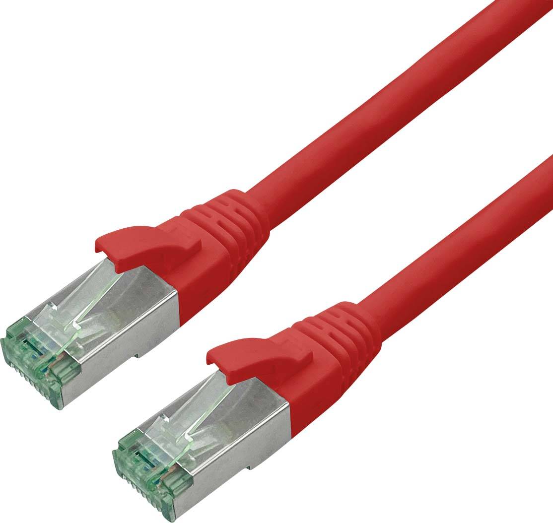 roline recycled material 21.45.3212 RJ45 mrežni kabel, Patch kabel CAT 6a S/FTP 2.00 m crvena (bistra) dvostruko zaštiće-0