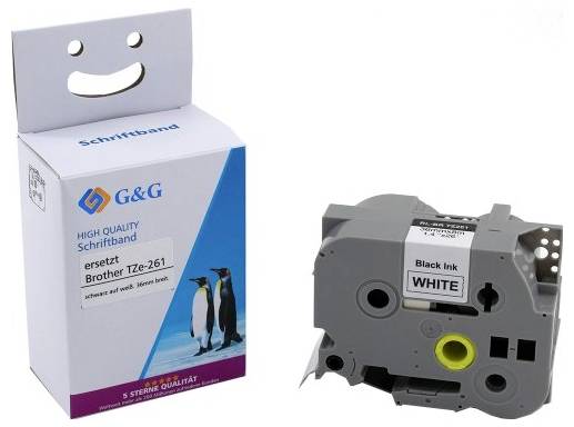 'Pakiranja s G&G trakom za pisanje, kompatibilno s Brother TZe-261. Pored pakiranja crna tinta za inkjet pisač.'
