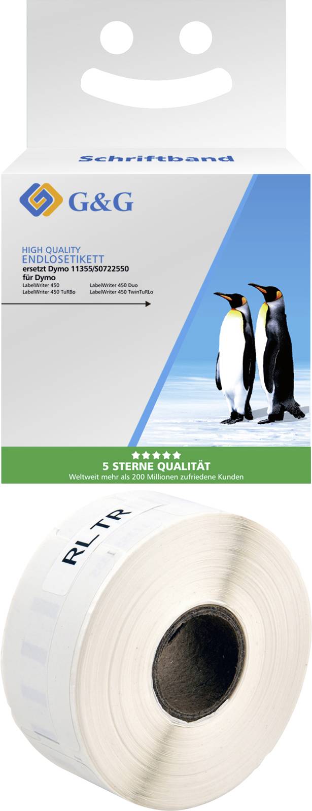 G&G BM-D-G-11355 Etiketten 19 x 51 mm Thermisch papier Wit 500 stuk(s) Permanent hechtend Adresetiketten