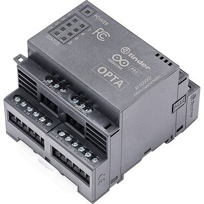 Uređaj za automatiziranu upravljačku kontrolu u ormarićima za sklopove, s više priključaka i LED indikatorima za napajanje i status, označen logotipima Arduino i Finder.