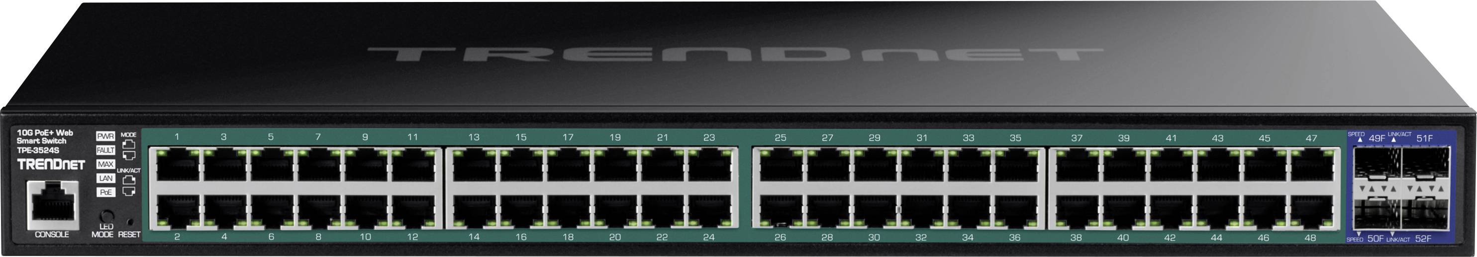 TRENDnet TPE-3524S 52-Port Gigabit Web Smart PoE+ Switch with 10G SFP+ Slots