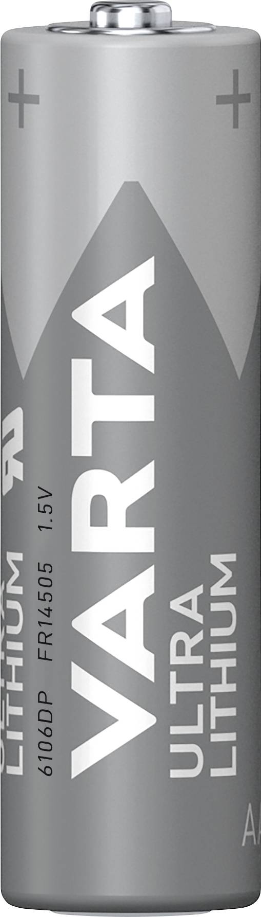 Siva AA baterija s natpisom 'VARTA Ultra Lithium', pogodna za uređaje koji zahtijevaju puno energije.