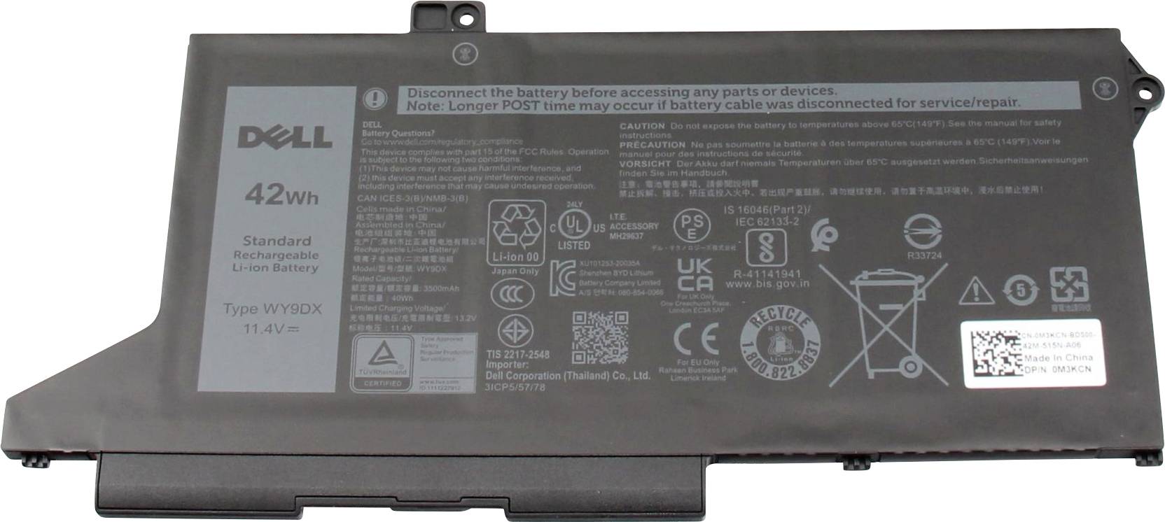 Dell 0M3KCN 0M3KCN Laptopaccu 11.4 V 3500 mAh Dell afbeelding